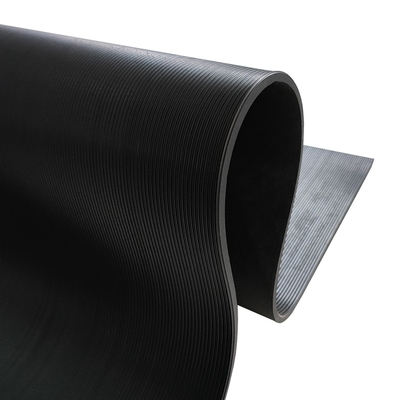 Anti Slip Hitam Garasi Karet Tikar Lantai Pola Kustom Lembaran Karet Koin Beralur Halus Bergelombang