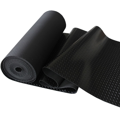 Anti Slip Hitam Garasi Karet Tikar Lantai Pola Kustom Lembaran Karet Koin Beralur Halus Bergelombang