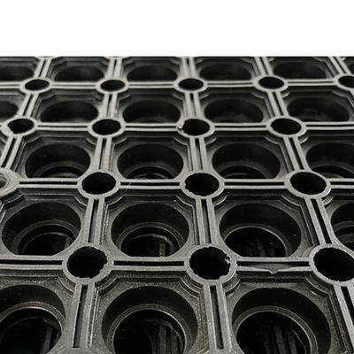 Black Waterproof 8mm Thickness Rubber Mat Anti-Fatigue Floor Mat for Kitchen Garage Garden Industrial Use