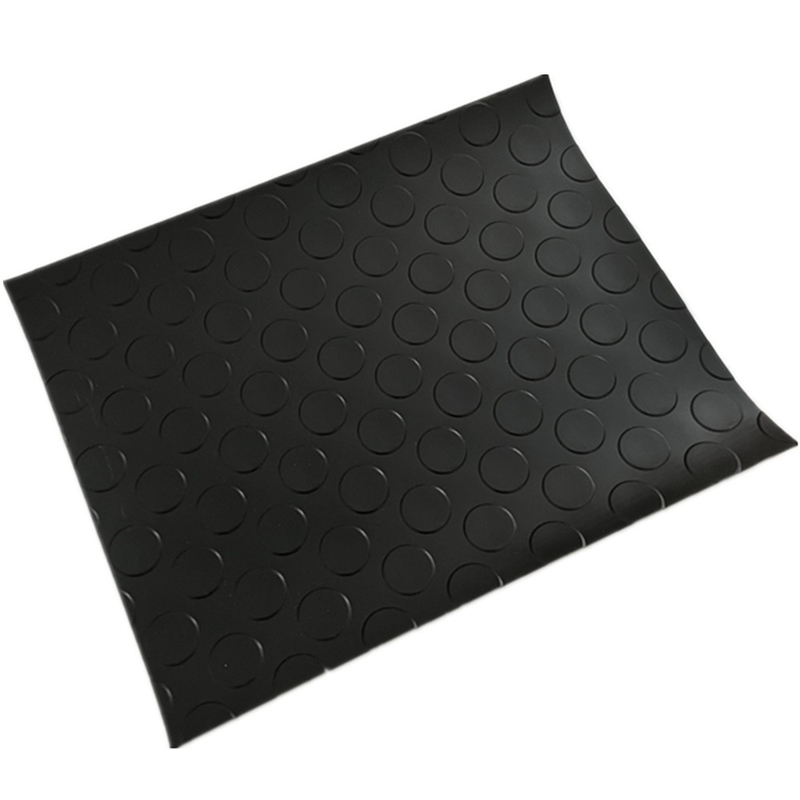 Karpet lantai PVC hitam bulat yang tahan kelembaban dan tahan aus